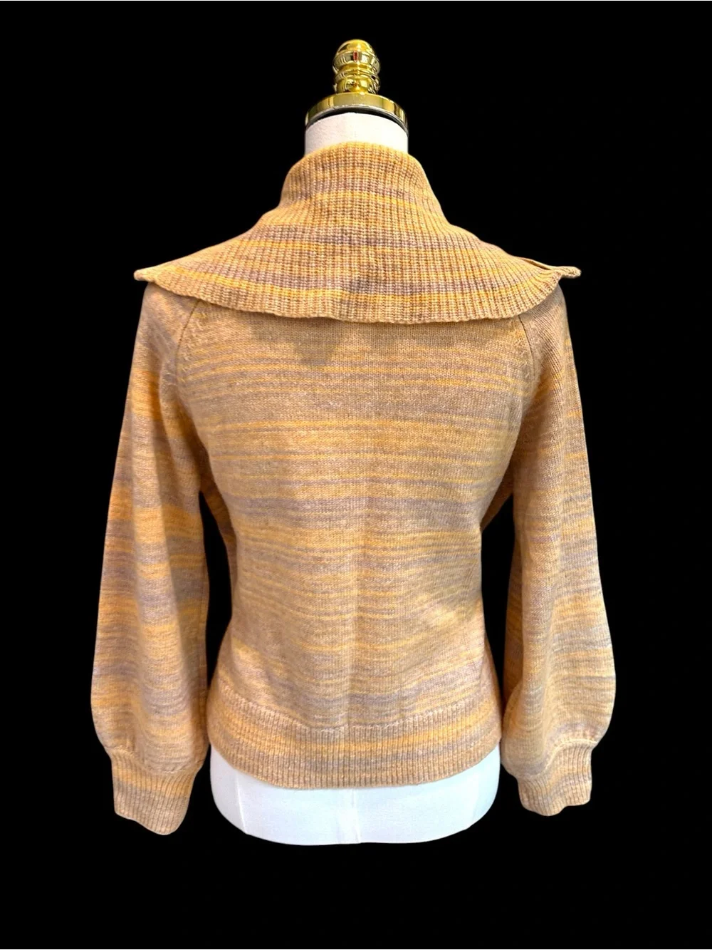 J.Crew Cashmere Merino Space Dyed Half Zip Gold Stripe Sweater Sz S NWOT